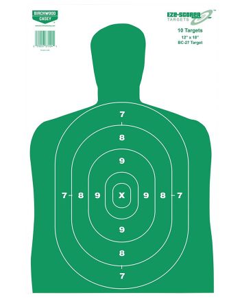 Birchwood Casey 37010 EZE-Scorer BC-27 Silhouette Paper Target 12" x 18" 100 Per Pkg