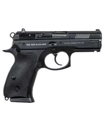 CZ-USA 91199 P-019mm Luger 15+1, 3.75" Steel Barrel, Black Serrated Steel Slide, Black Polycoat Aluminum Frame w/Beavertail, Black Rubber Grip