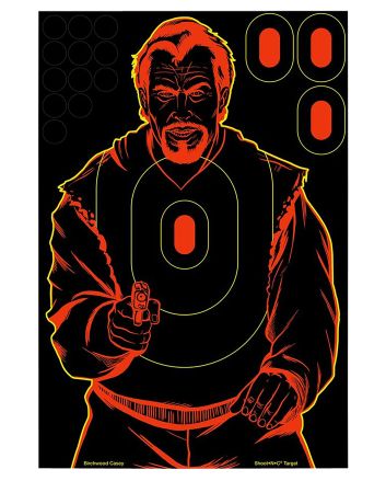 Birchwood Casey 34643 Shoot-N-C Reactive Target Self-Adhesive Paper Black/Red 12"x18" Bad Guy Silhouette 100 Pack