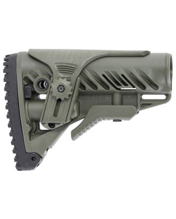 FAB Defense FXGLR16CPG GLR-16Tactical Buttstock for AR-15/ M4 w/Adjustable Cheek-Rest &amp; Anti-Rattle Mechanism OD Green Polymer