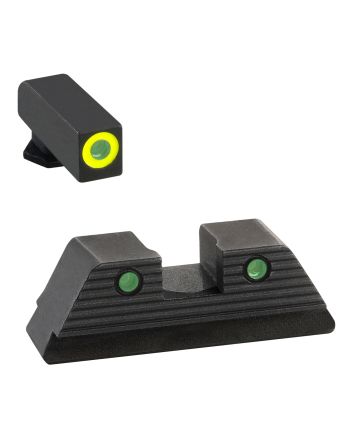 AmeriGlo GL819 Trooper Sight Set for GlockGreen Tritium LumiGreen Outline Front Sight-Green Tritium Black Outline Rear Sight