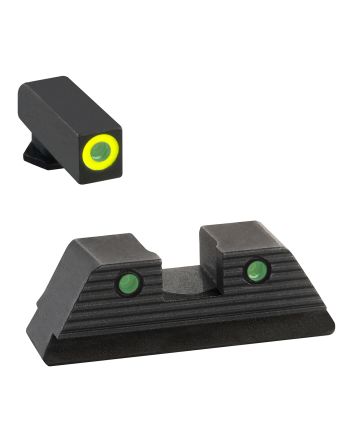 AmeriGlo GL821 Trooper Sight Set for GlockGreen Tritium LumiGreen Outline Front Sight-Green Tritium Black Outline Rear Sight