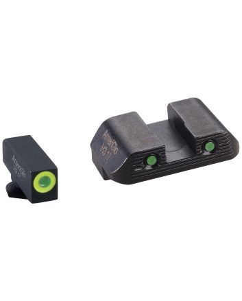 AmeriGlo GL822 Trooper Sight Set for GlockGreen Tritium LumiGreen Outline Front Sight-Green Tritium Black Outline Rear Sight