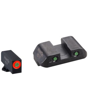 AmeriGlo GL823 Trooper Sight Set for GlockGreen Tritium Orange Outline Front Sight-Green Tritium Black Outline Rear Sight