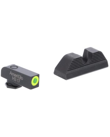 AmeriGlo GL352 Protector Sight Set for GlockGreen Tritium LumiGreen Outline Front Sight-Black Serrated Rear Sight