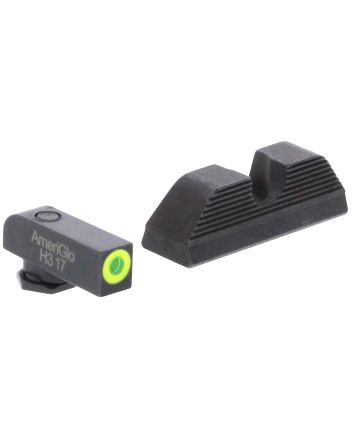 AmeriGlo GL354 Protector Sight Set for GlockGreen Tritium LumiGreen Outline Front Sight-Black Serrated Rear Sight