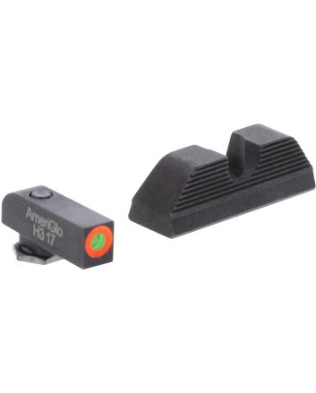 AmeriGlo GL5353 Protector Sight Set for GlockGreen Tritium Orange Outline Front Sight-Black Serrated Rear Sight