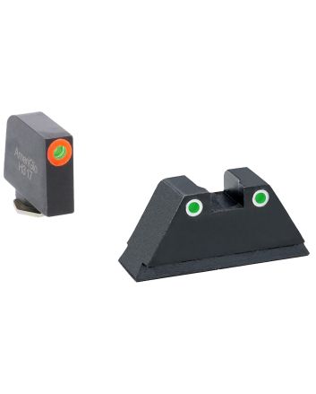 AmeriGlo GL331 Optic Compatible Sight Set for GlockXL Tall Green Tritium Orange Outline Front Sight-Green Tritium White Outline Rear Sight
