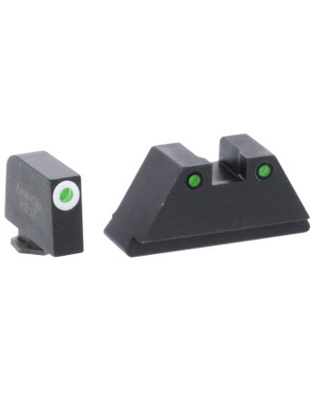 AmeriGlo GL152 Optic Compatible Sight Set for GlockXL Tall Green Tritium White Outline Front Sight-Green Tritium Black Outline Rear Sight
