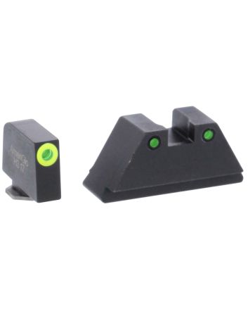 AmeriGlo GL252 Optic Compatible Sight Set for GlockXL Tall Green Tritium LumiGreen Outline Front Sight-Green Tritium Black Outline Rear Sight