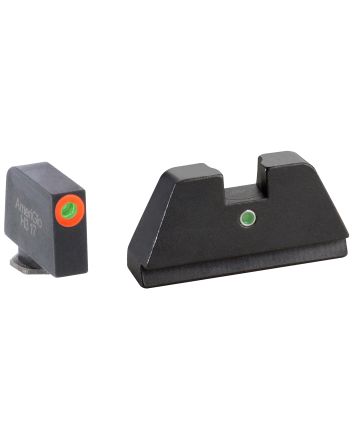 AmeriGlo GL291 Optic Compatible Sight Set for GlockXL Tall Green Tritium Orange Outline Front Sight-Green TritiumRear Sight