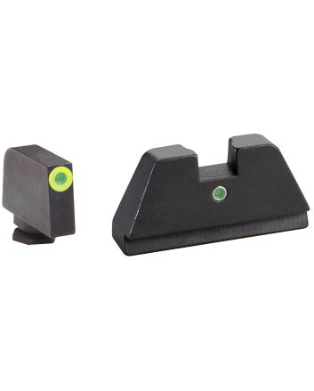 AmeriGlo GL391 Optic Compatible Sight Set for GlockXL Tall Green Tritium LumiGreen Outline Front Sight-Green TritiumRear Sight