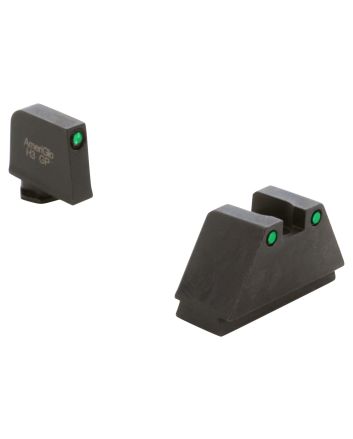 AmeriGlo GL815 Optic Compatible Sight Set for Glock3XL Tall Green Tritium Black Outline Front Sight-Green Tritium Black Outline Rear Sight