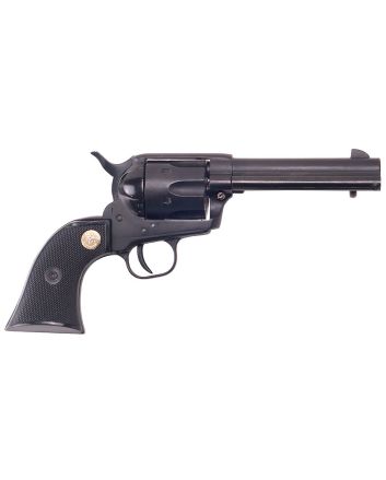 Cimarron ASPLINK1 Plinkerton22 LR 6 Shot 4.75" Matte Black Steel Barrel, Frame &amp; Cylinder, Black Checkered Plastic w/Medallion Grip, Exposed Hammer