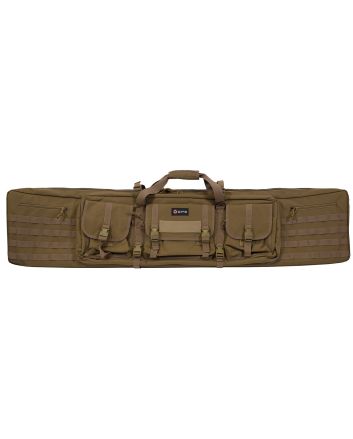 GPS Bags DRC55FDE Double Rifle Case Flat Dark Earth 600D Polyester w/ 2 Padded Pistol Sleeves MOLLE Webbing &amp; Lockable Zippers