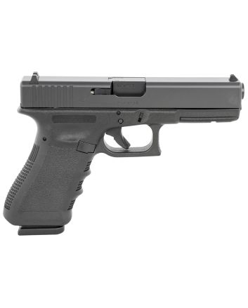 Glock PI1750203 G17 Gen3 Full Size Frame 9mm Luger 17+1 4.49" Black Steel Barrel, Matte Black Serrated Steel Slide, Black Polymer Frame w/Picatinny Rail, Black Texture Finger Groove Grip