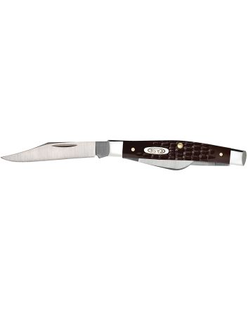 Case 00106 StockmanMedium 2.42"/1.58"/1.57" Folding Clip/Sheepsfoot/Pen Plain As-Ground Tru-Sharp SS Blade, Brown Jigged Synthetic Handle