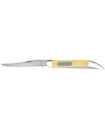 Case 00120 Fishing3.40" Folding Clip/Fish Scaler Plain/Serrated Tumble Polish Tru-Sharp SS Blade/ Yellow Synthetic Handle