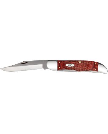 Case 00189 Hunter4.10" Folding Clip/Skinner Plain As-Ground Tru-Sharp SS Blade/Jigged Rosewood Handle