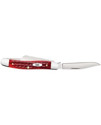 Case 00786 StockmanMedium 2.57"/1.88"/1.71" Folding Clip/Sheepsfoot/Spey Plain Mirror Polished Tru-Sharp SS Blade/Corn Cob Jigged Old Red Bone Handle