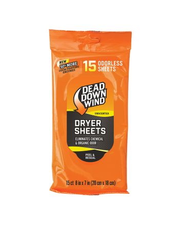 Dead Down Wind 1113 Dryer SheetsOdor Eliminator Odorless Scent Dryer Sheet 15 Per Pkg