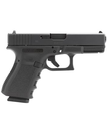 Glock PI1950203 G19 Gen3 Compact Frame 9mm Luger 15+1 4.02" Black Stainless Steel Barrel, Matte Black Serrated Steel Slide, Black Polymer Frame w/Picatinny Rail, Black Finger Grooved Grip Right Hand