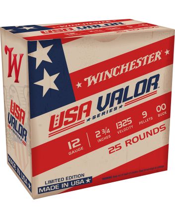 Winchester Ammo USA1200VP USA Valor 12Gauge 2.75" 9Pellets 00Buck Shot 25 Per Box/10 Case *Limited