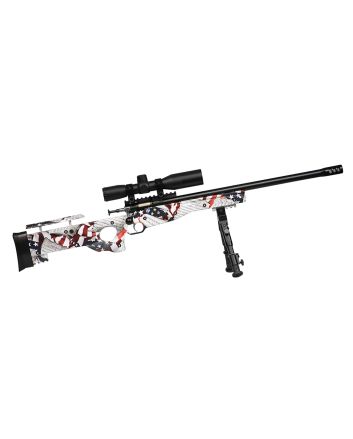 Crickett KSA2153 Precision Complete Package 22 LR 1rd 16.12" Blued American Flag &amp; Amendment Fixed Thumbhole Stock Right Hand (Youth)