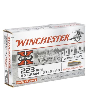 Winchester Ammo W223HP55 Super X223Rem 55gr Boat Tail Hollow Point 20 Per Box/25 Case