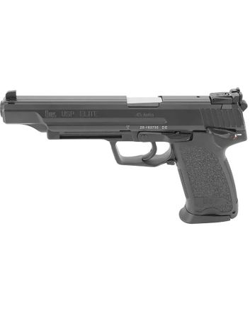 HK 81000367 USP V1 Elite 45 ACP 12+1 6.02" Stainless Stainless Steel Barrel, Black Long/Serrated Steel Slide, Black Polymer Frame, Black Polymer Grip, Includes Two Mags