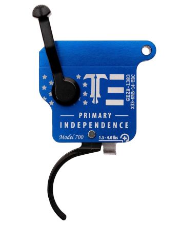 TriggerTech X33SRB14TBC Primary Independence Single-Stage Curved Trigger with 1.50-4 lbs Draw Weight, Red &amp; Blue with White Engraving Finish for Remington 700