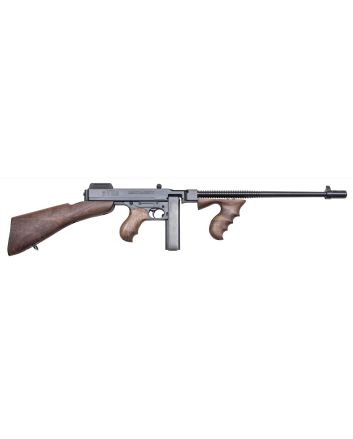 Thompson TIB50D 1927A-1 Deluxe Carbine 45 ACP Caliber with 18" Barrel, 20+1 Capacity (Stick), 50+1 Capacity (Drum), Blued Metal Finish, American Walnut Removable Fixed Stock &amp; Wood Grip Right Hand