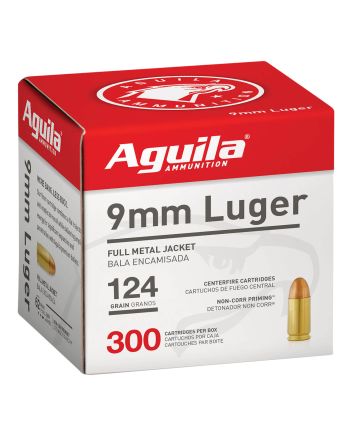 Aguila 1E092108 Target &amp; Range Handgun 9mm Luger 124gr Full Metal Jacket 300 Per Box/4 Case