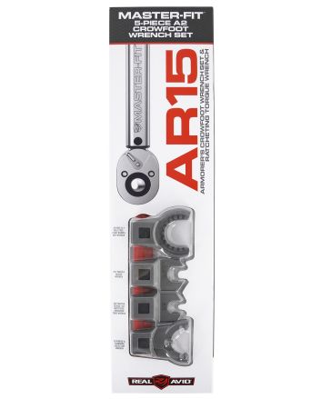 Real Avid AVMF5WS Master -Fit 5 Piece Crowfoot Wrench Set Gray/Red AR-Platform Heavy Duty Torque Wrench Handle 5 Pieces