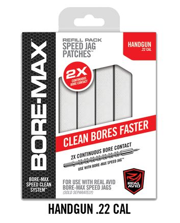 Real Avid AVBMPATCH4S Bore-Max Speed Jag Patches Refill 22 Cal Handgun 4"S Synthetic 250 Per Box