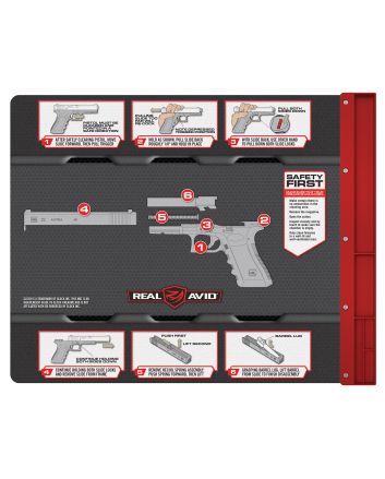 Real Avid AVGLOCKSM Smart Mat Cleaning Mat Black/Gray Non-Slip Rubber 19" x 16" Glock Parts Diagram Illustration