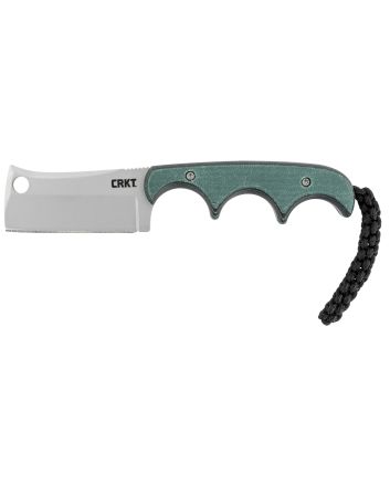 CRKT 2383 Minimalist2.13" Fixed Cleaver Plain Bead Blasted 5Cr15MoV SS Blade/ Green Contoured Resin Infused Fiber Handle Includes Lanyard/Sheath