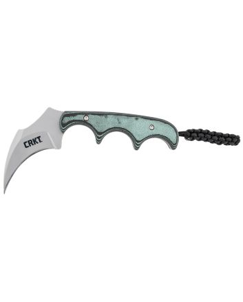 CRKT 2389 Keramin2.31" Fixed Plain Bead Blasted 5Cr15MoV SS Blade/ Green Contoured Resin Infused Fiber Handle Includes Lanyard/Sheath