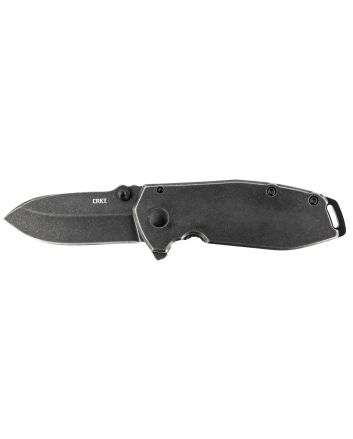 CRKT 2493 SQUID Assisted 2.37" Folding Drop Point Plain Black Stonewashed 8Cr14MoV SS Blade/Black Stonewashed Stainless Steel Handle Includes Pocket Clip