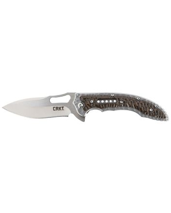 CRKT 5460 FossilCompact 3.41" Folding Drop Point Plain Satin 8Cr13MoV SS Blade, Brown G10/SS Handle, Includes Pocket Clip