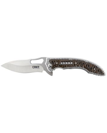 CRKT 5470 Fossil3.96" Folding Drop Point Plain Satin 8Cr13MoV SS Blade/ Brown G10/SS Handle Includes Pocket Clip