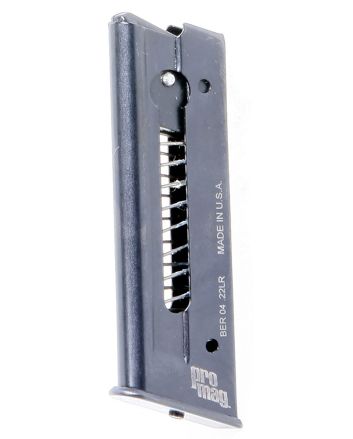 ProMag BER04 Standard7rd 22 LR Fits Beretta 21A Bobcat Black Steel
