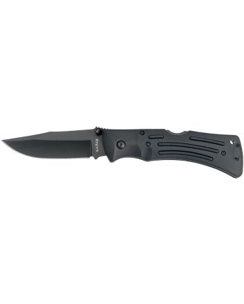 Ka-Bar 3050 Mule3.88" Folding Clip Point Plain Black Stonewashed AUS-8A SS Blade, Black Zytel Handle, Includes Pocket Clip/Sheath