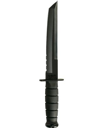 Ka-Bar 1245 Tanto8" Fixed Tanto Part Serrated Black 1095 Cro-Van Blade, Black Kraton G Handle, Includes Sheath
