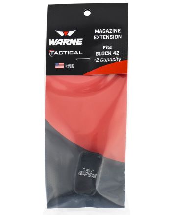 Warne MEG422BLK Magazine Extensionmade of 6061-T6 Aluminum with Hardcoat Anodized Black Finish for Glock 42 Magazines (Adds 2rds)