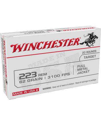 Winchester Ammo W223FMJ62 USA223Rem 62gr Full Metal Jacket 20 Per Box/50 Case