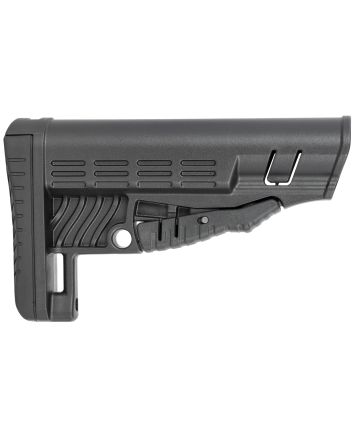 NcStar DLG-086 Classic Commercial Stock Black Polymer Adjustable Stock with Metal QD Bases &amp; Rubber Butt Pad For Commercial Spec Buffer Tubes (Tube Not Included)