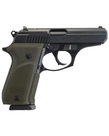 Bersa T380PMC Thunder Combat Sub-Compact Frame 380 ACP 15+1, 3.50" Black Steel Barrel, Matte Black Serrated Steel Slide &amp; Aluminum Frame w/Beavertail, Olive Wrap-Around Grip