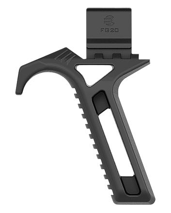 Recover Tactical FG20-01 FG20Black Polymer Angled Grip compatible with 20/20N, 20/21, 20/22 &amp; 20/80 Stabilizers