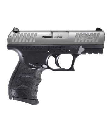 Walther Arms 5083501 CCP M2 + 9mm Luger 8+1 3.54" Barrel, Black Finish Picatinny Rail Frame, Serrated Sliver Stainless Steel Slide, Finger Grooved Polymer Grip